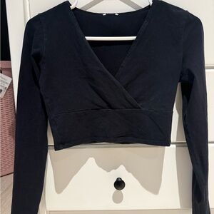 Garage Black Long Sleeve Crop Top